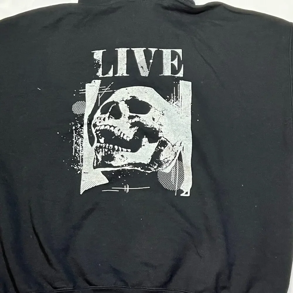 As*holes Live Forever Hoodie Mens 2XL Black Skull Sweatshirt Linda Finegold